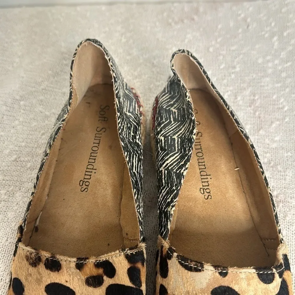 SOFT SURROUNDINGS Nissa Leopard Animal Print Espadrille Shoes Slip On Loafers 7